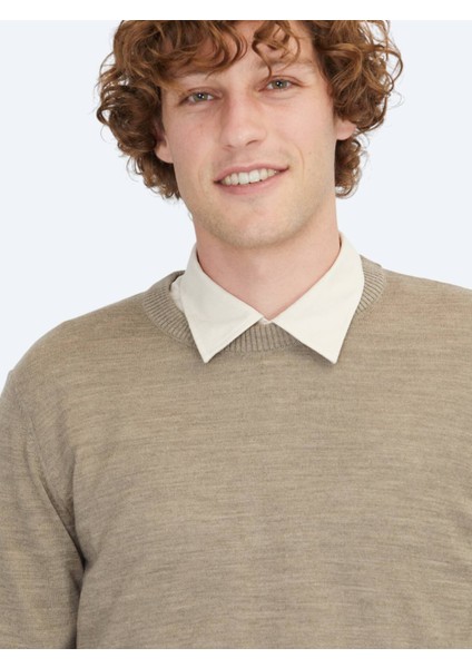 Vizon Bisiklet Yaka Düz Örgü Yün Karışımlı Triko Kazak fırsatları