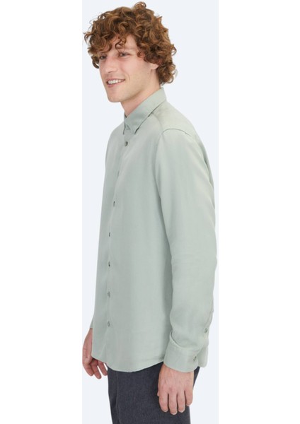 Mint Regular Fit Dokuma Casual Gömlek modelleri
