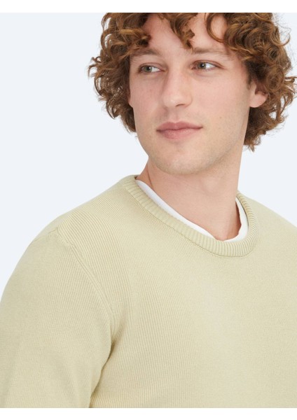 Yağ Yeşili Bisiklet Yaka Jakarlı Triko Kazak fırsatları