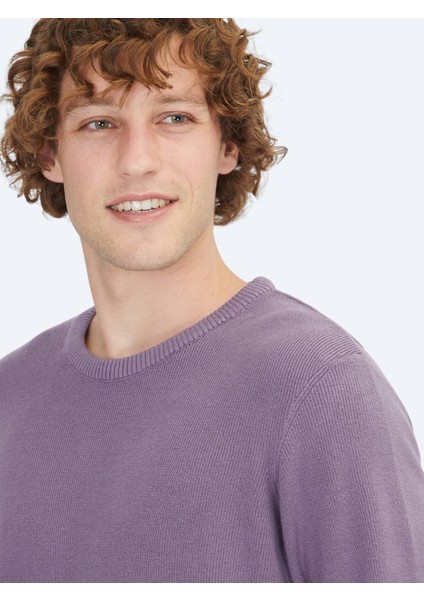 Mor Bisiklet Yaka Jakarlı Triko Kazak modelleri