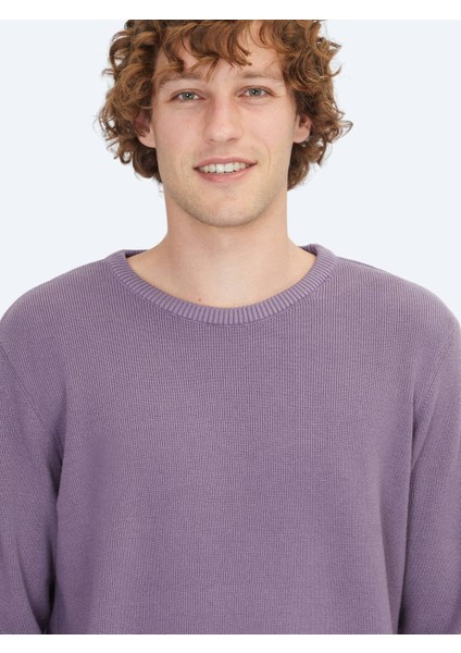 Mor Bisiklet Yaka Jakarlı Triko Kazak fırsatları