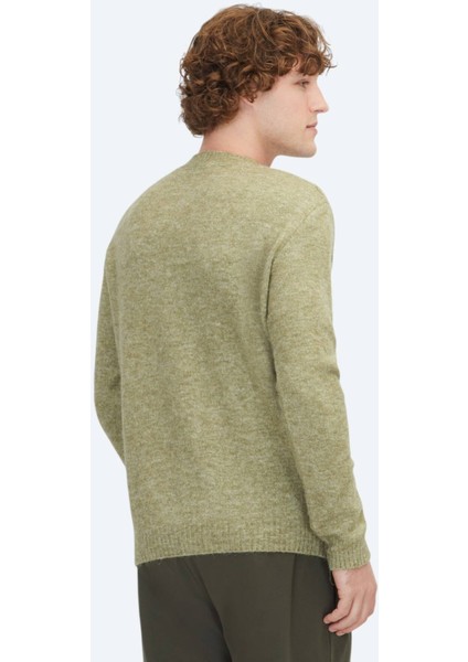 Haki Bisiklet Yaka Jakarlı Yün Karışımlı Triko Kazak indirimleri