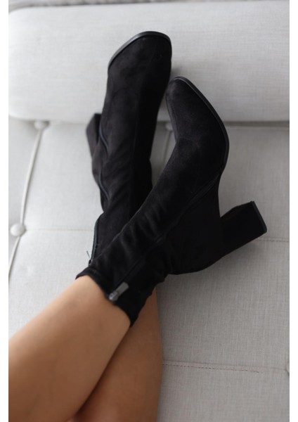 Pensa Kısa Topuklu Streç Bot- Siyah Süet fiyatları