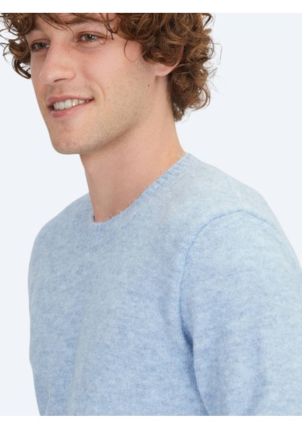 Mavi Bisiklet Yaka Jakarlı Yün Karışımlı Triko Kazak fırsatları