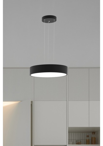 Drum 40CM ( Siyah Kasa, 4000K Işık Rengi ) Modern Sarkıt LED Avize, Salon, Mutfak, Oturma Odası fiyatları