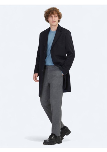 Lacivert Regular Fit Kelebek Yaka Klasik Dokuma Palto fiyatları