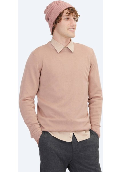 Somon Bisiklet Yaka Jakarlı Yün Karışımlı Triko Kazak modelleri