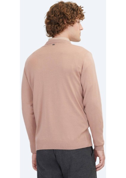 Somon Bisiklet Yaka Jakarlı Yün Karışımlı Triko Kazak indirimleri