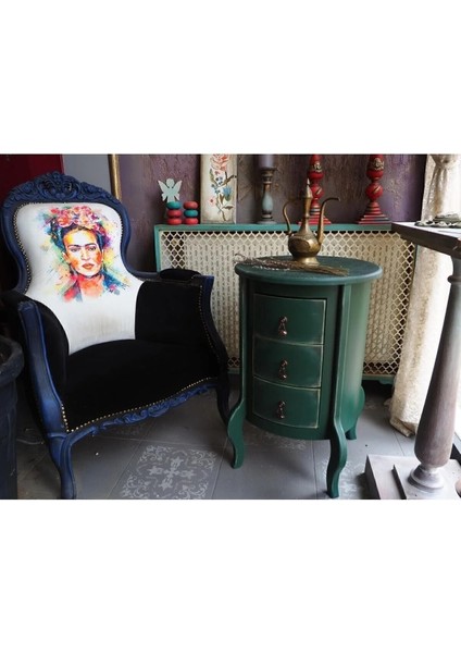 3 Çekmeceli Vintage Yeşil Eskitme Komodin fiyatları