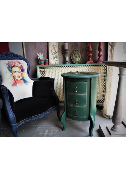 3 Çekmeceli Vintage Yeşil Eskitme Komodin modelleri