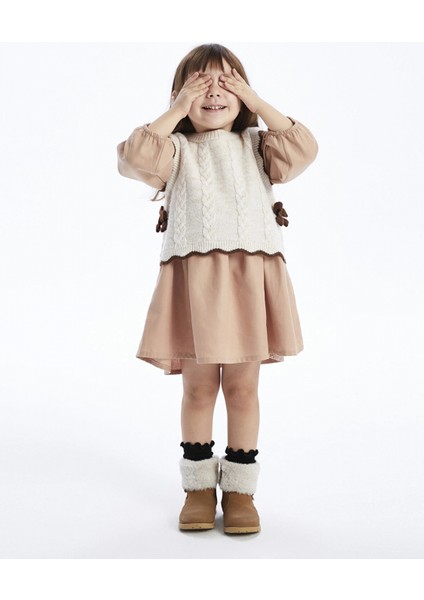 Lcw Baby Kahverengi Bisiklet Yaka Uzun Kollu Kız Bebek Elbise ve Triko Süveter 2'li Takım fiyatları