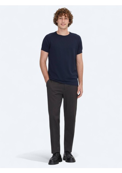 Lacivert Bisiklet Yaka Jakarlı Triko fiyatları