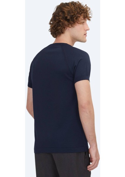 Lacivert Bisiklet Yaka Jakarlı Triko fırsatları