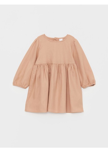 Lcw Baby Kahverengi Bisiklet Yaka Uzun Kollu Kız Bebek Elbise ve Triko Süveter 2'li Takım