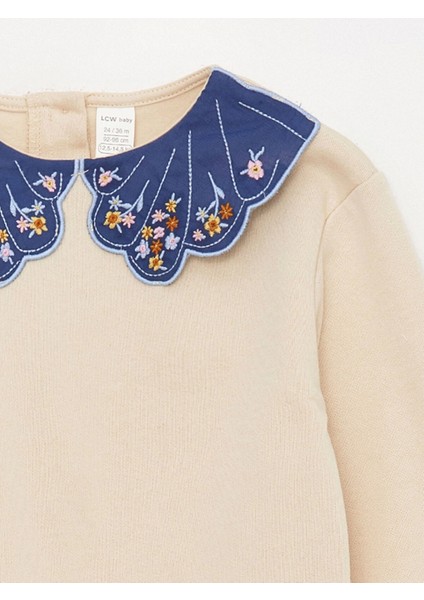 Lcw Baby Bej Bebe Yaka Kız Bebek Sweatshirt ve Tayt 2'li Takım modelleri