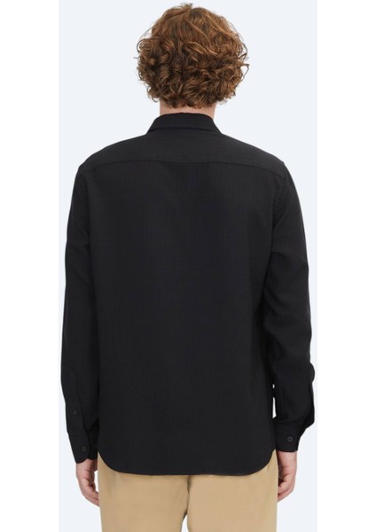 Siyah Bisiklet Yaka Düz Örgü Yün Karışımlı Triko Kazak indirimleri