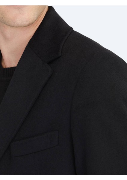 Siyah Regular Fit Kelebek Yaka Klasik Dokuma Palto indirimleri