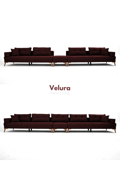 Zeri Modüler Yataklı 3 Adet Üçlü Kanepe & 3'lü Koltuk (3+3+3) - Bordo modelleri