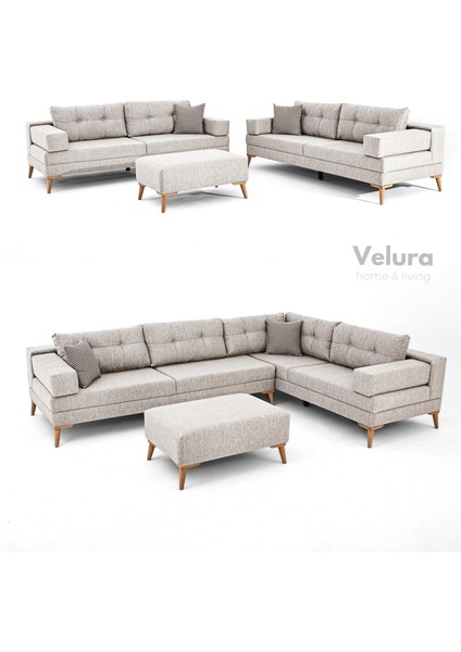 Zeri Modüler Yataklı 3 Adet Üçlü Kanepe & 3'lü Koltuk (3+3+3) - Latte fiyatları