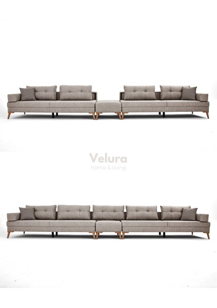 Zeri Modüler Yataklı 3 Adet Üçlü Kanepe & 3'lü Koltuk (3+3+3) - Latte modelleri