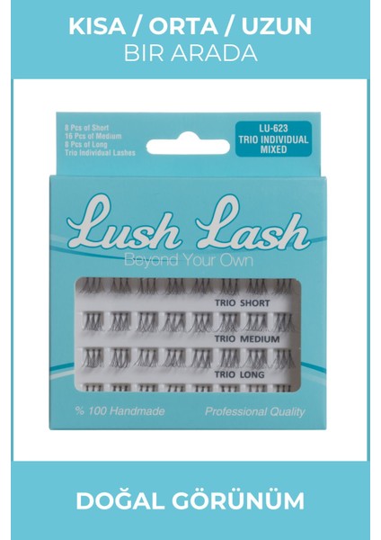 Takma Kirpik Seti 32 Adet Doğal Kıl El Yapımı Karışık Boy Siyah Profesyonel Kullanım fiyatları