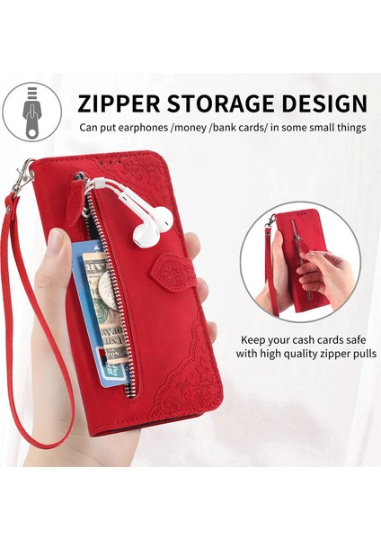 Samsung Galaxy A20E Fermuarlı Kese Manyetik Tam Koruma Yumuşak Pu Deri Kapaklı Cüzdan Telefon Kılıfı Kart Tutucu ve Uzun Askılı (Yurt Dışından) fiyatları