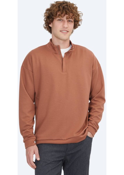 Kiremit Dik Yaka Sweatshırt