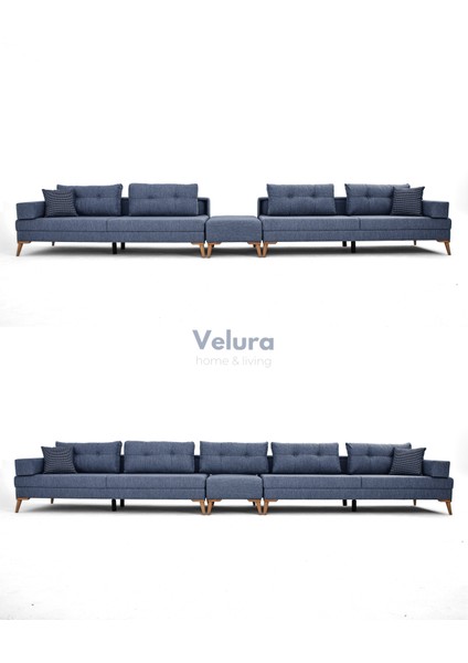 Zeri Modüler Yataklı 3 Adet Üçlü Kanepe & 3'lü Koltuk (3+3+3) - Mavi modelleri