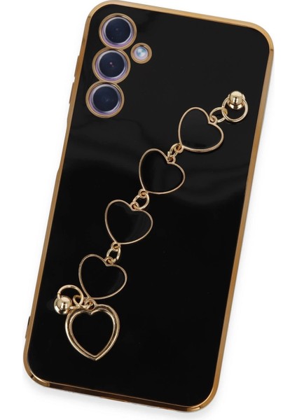 Samsung Galaxy A24 4g Elegant Charm Case (Kalpli Zincirli Kılıf) Elegant Silicone Cover - Siyah modelleri