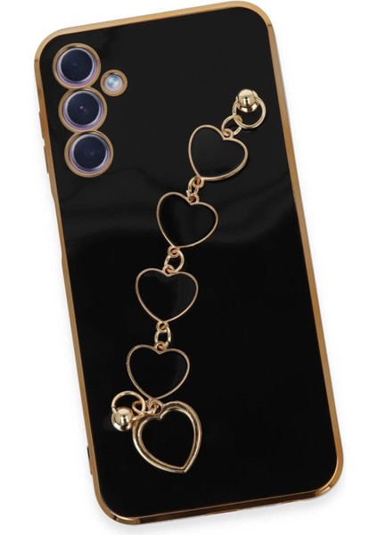 Samsung Galaxy A24 4g Elegant Charm Case (Kalpli Zincirli Kılıf) Elegant Silicone Cover - Siyah fırsatları