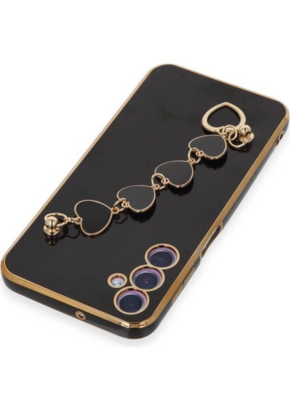 Samsung Galaxy A24 4g Elegant Charm Case (Kalpli Zincirli Kılıf) Elegant Silicone Cover - Siyah indirimleri