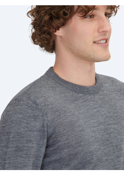 Gri Bisiklet Yaka Düz Örgü Yün Karışımlı Triko Kazak fırsatları