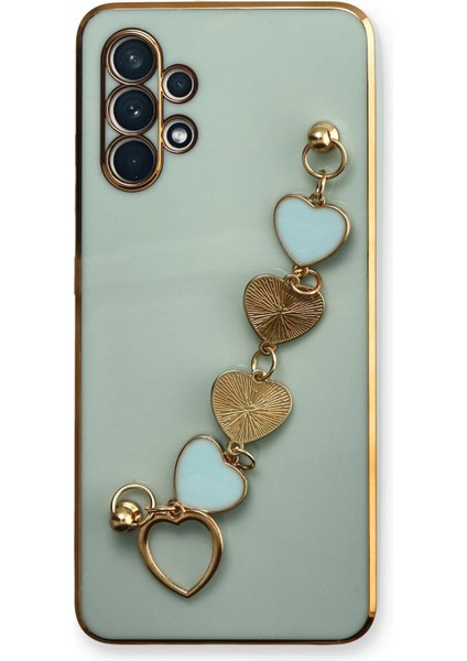 Samsung Galaxy A32 Elegant Charm Case (Kalpli Zincirli Kılıf) Elegant Silicone Cover - Su Yeşili fiyatları