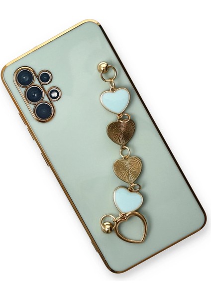Samsung Galaxy A32 Elegant Charm Case (Kalpli Zincirli Kılıf) Elegant Silicone Cover - Su Yeşili modelleri