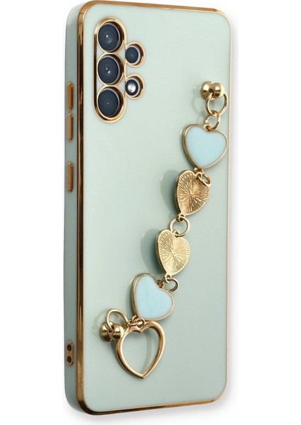 Samsung Galaxy A32 Elegant Charm Case (Kalpli Zincirli Kılıf) Elegant Silicone Cover - Su Yeşili fırsatları