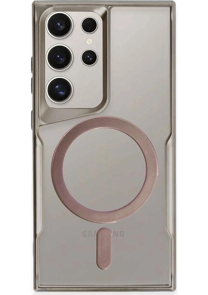 Samsung Galaxy S24 Ultra Elegant Venüs Magsafe Kılıf – Slim Transparent Tasarım - Titan Gri modelleri
