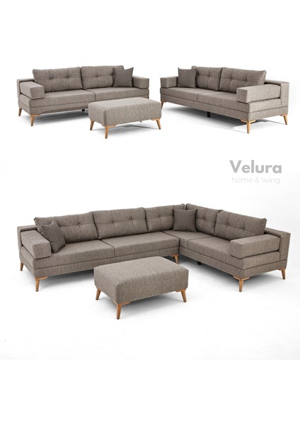 Zeri Modüler Yataklı 3 Adet Üçlü Kanepe & 3'lü Koltuk (3+3+3) - Sütlü Kahve fiyatları