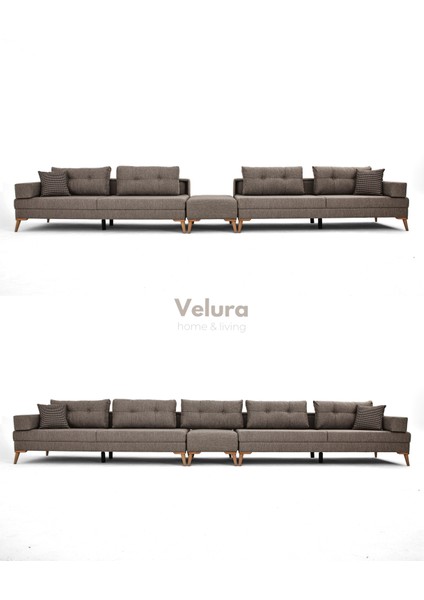 Zeri Modüler Yataklı 3 Adet Üçlü Kanepe & 3'lü Koltuk (3+3+3) - Sütlü Kahve modelleri