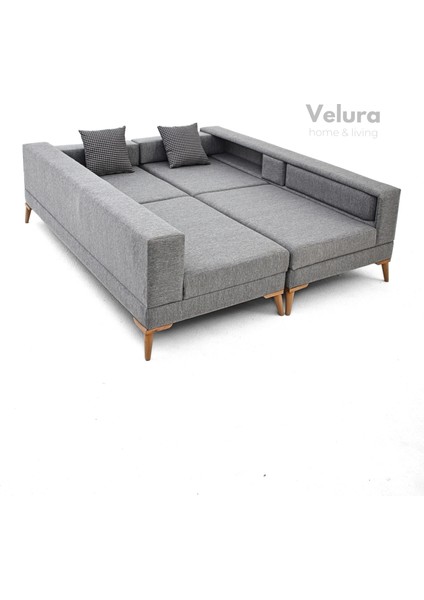 Zeri Modüler Yataklı 3 Adet Üçlü Kanepe & 3'lü Koltuk (3+3+3) - Sütlü Kahve indirimleri