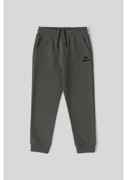 Haki Standart Fit Manşetli Ince Erkek Çocuk Eşofman Alt - 11062