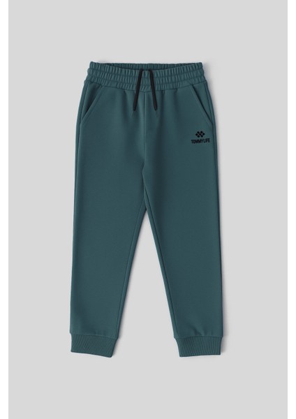 Orman Yeşili Standart Fit Manşetli Ince Erkek Çocuk Eşofman Alt - 11062