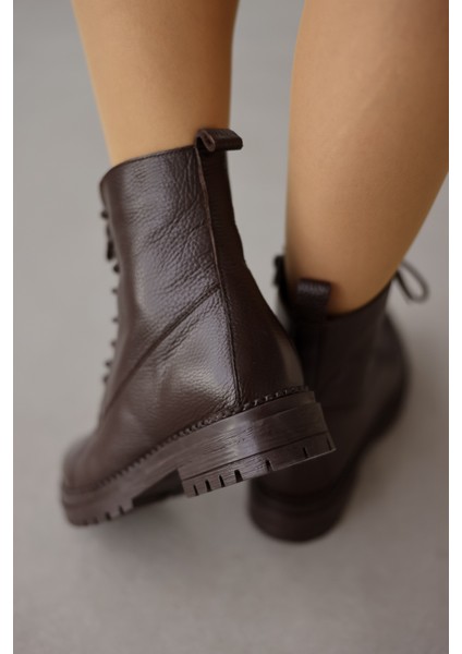 Pablo Hakiki Deri Bağcıklı Kadın Bot - Kahverengi fırsatları