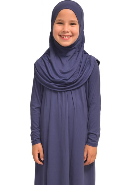 Kendinden Başörtülü Çocuk Penye Namaz Elbisesi – 9-10-11 YAŞ/110 Cm| Kız Çocuk Için Namaz Kıyafeti modelleri