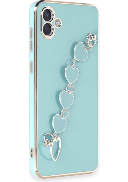 Samsung Galaxy A04 Elegant Charm Case (Kalpli Zincirli Kılıf) Elegant Silicone Cover - Su Yeşili fiyatları