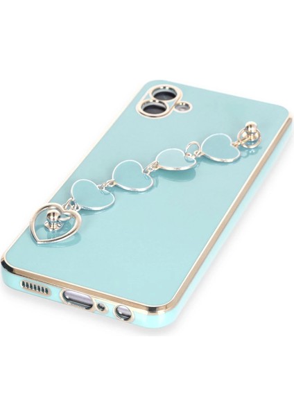 Samsung Galaxy A04 Elegant Charm Case (Kalpli Zincirli Kılıf) Elegant Silicone Cover - Su Yeşili fırsatları