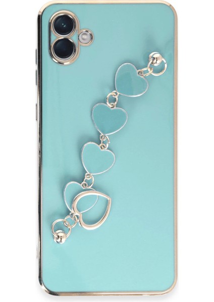 Samsung Galaxy A04 Elegant Charm Case (Kalpli Zincirli Kılıf) Elegant Silicone Cover - Su Yeşili indirimleri