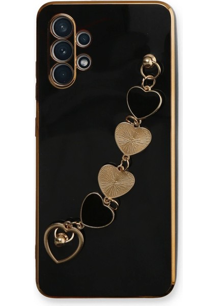Samsung Galaxy A32 Elegant Charm Case (Kalpli Zincirli Kılıf) Elegant Silicone Cover - Siyah fiyatları