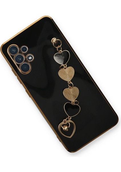 Samsung Galaxy A32 Elegant Charm Case (Kalpli Zincirli Kılıf) Elegant Silicone Cover - Siyah modelleri