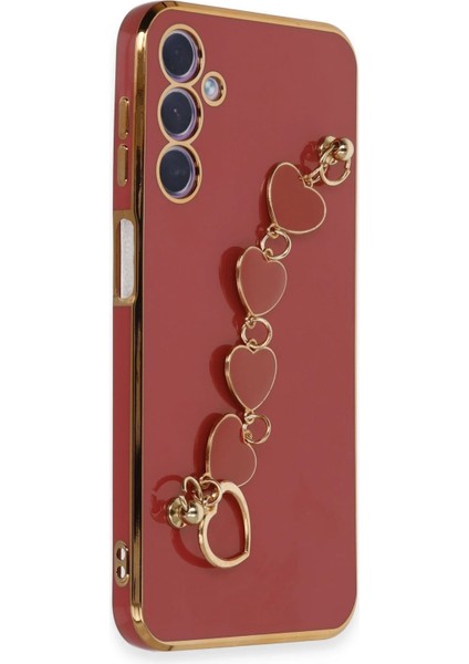 Samsung Galaxy A24 4g Elegant Charm Case (Kalpli Zincirli Kılıf) Elegant Silicone Cover - Kırmızı fiyatları