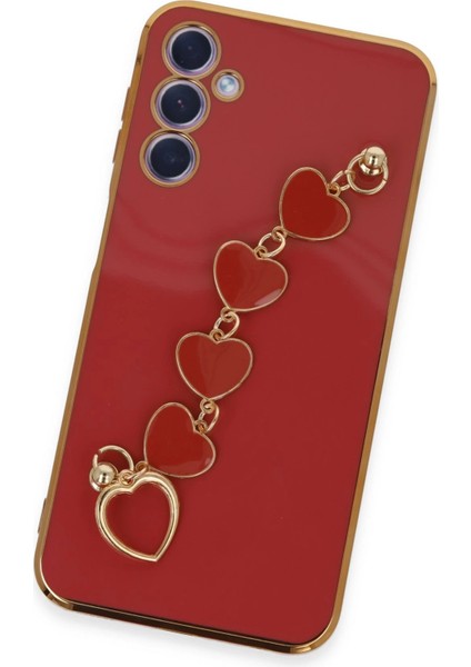 Samsung Galaxy A24 4g Elegant Charm Case (Kalpli Zincirli Kılıf) Elegant Silicone Cover - Kırmızı modelleri